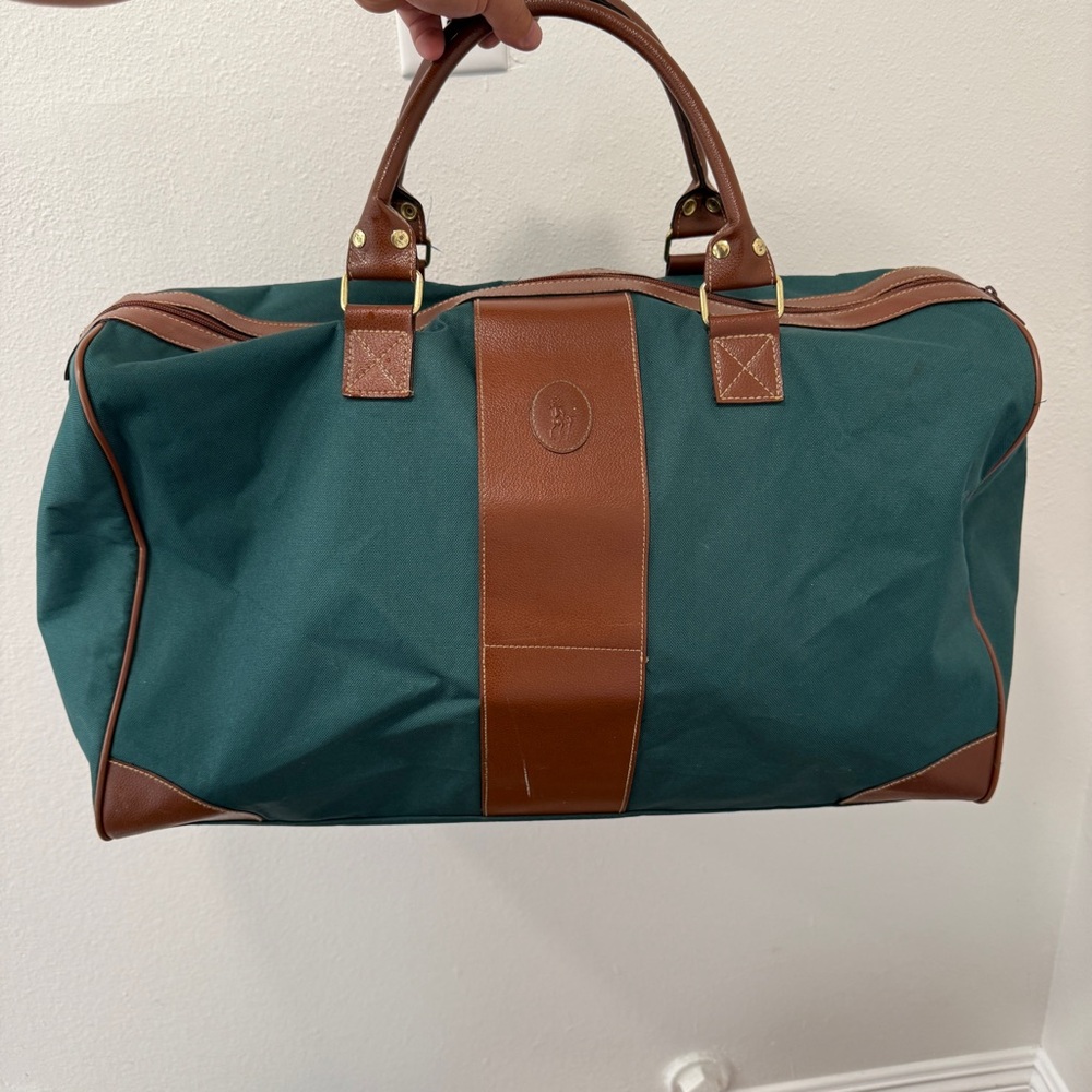 Vintage Ralph Lauren Polo Green Duffel Overnight Travel Bag Carry On Tote